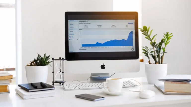 Recruiting metrics dashboard on a desk, time-to-fill insights by Dworo.io